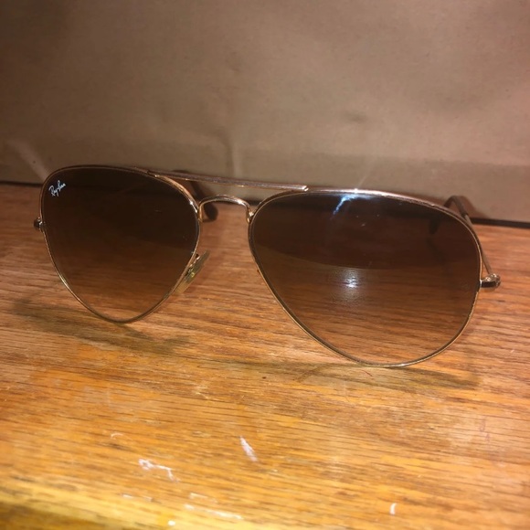 Ray Ban gradient sunglasses gold brown Aviators - Picture 1 of 3